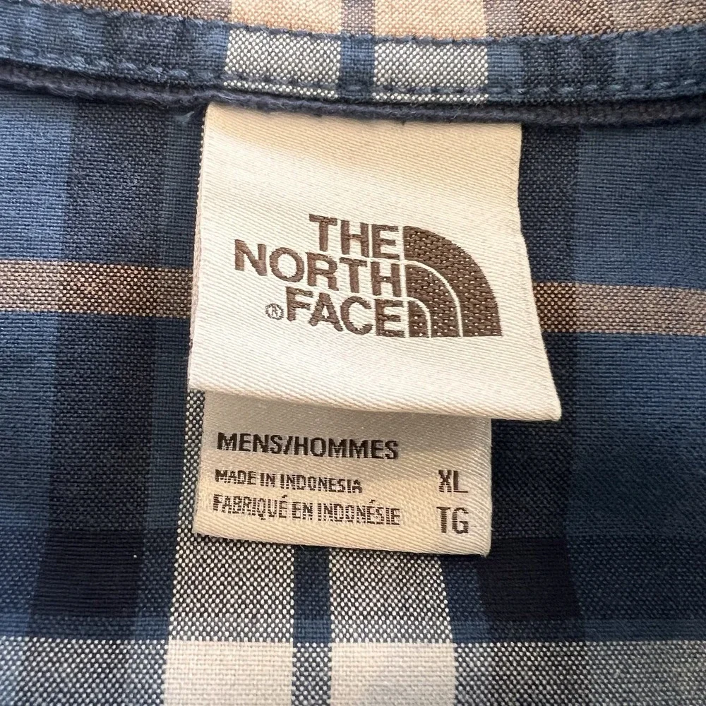 The North Face Men's Heavy Flannel Button Size XL Blue & Gold Plaid Pattern